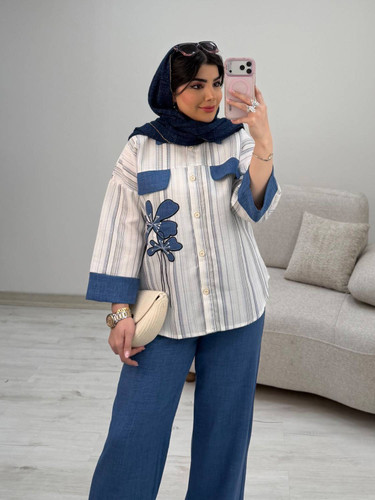 شومیز شلوار لنین مدل سنجاقک