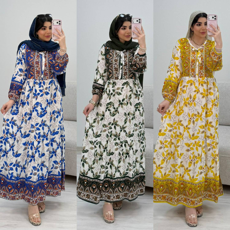 پیراهن نخی ساحلی مدل خزان