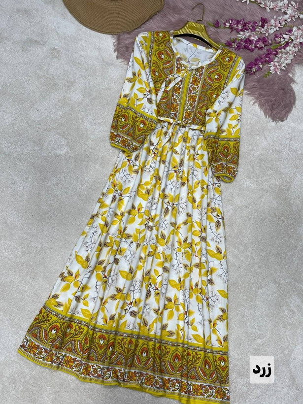 پیراهن نخی ساحلی مدل خزان