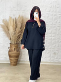 شومیز شلوار دکمه چوبی