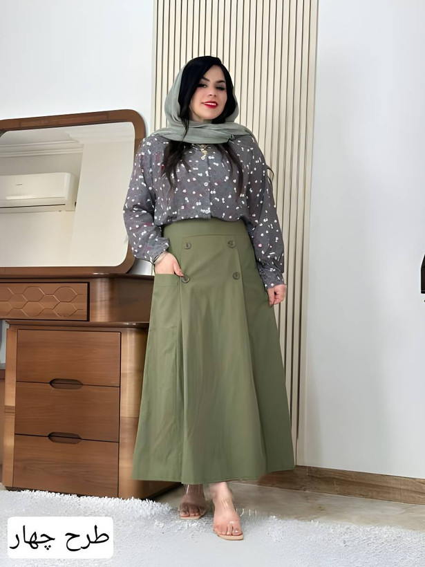 ست شومیز دامن لنین مدل گلبرگ