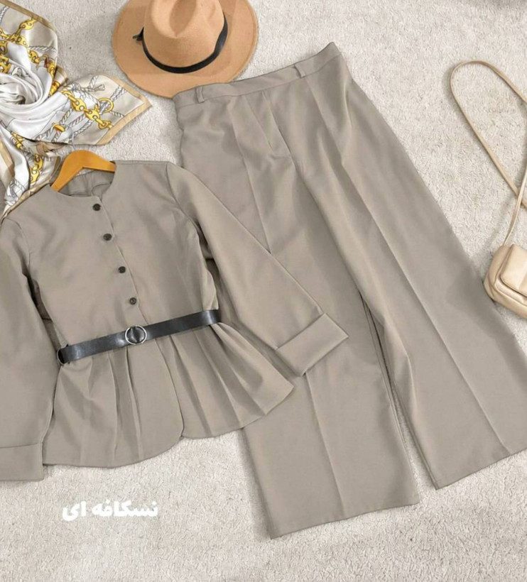 ست مانتو شلوار بزایاق ریزشی مدل سمیه ارسال رایگان